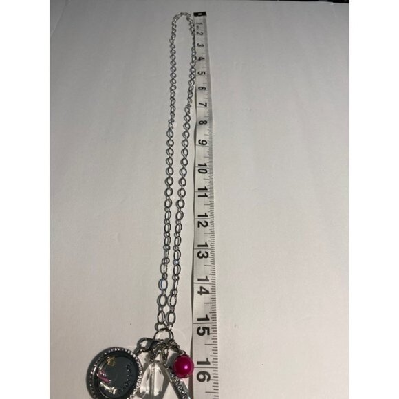 Floating Locket Necklace - Breast Cancer Awareness - Picture 2 of 7